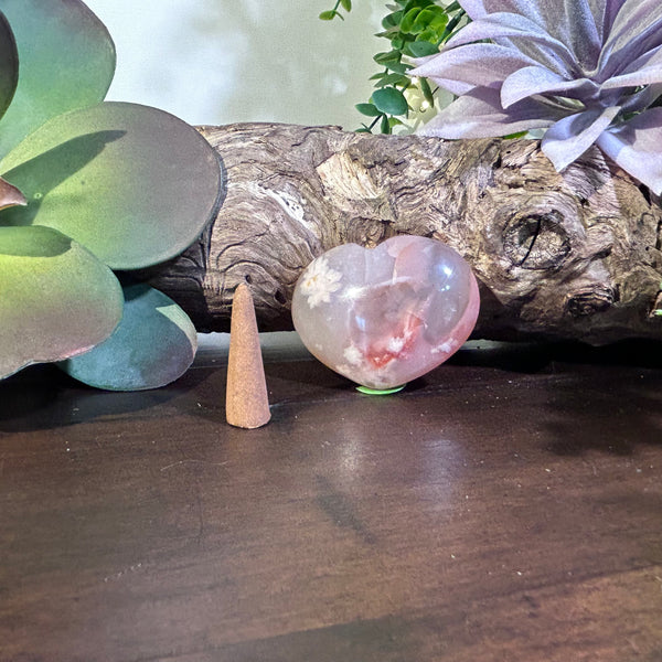Flower Agate Puffy Heart | Renewal and Manifestation