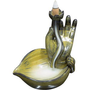 Ceramic Backflow Incense Burner - Mudra Hand - Lucid Willow - Incense Burner