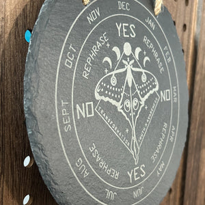 Lunar Moth Hanging Pendulum Board - Handcrafted Slate - Lucid Willow - Pendulum Board