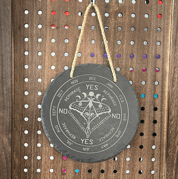 Lunar Moth Hanging Pendulum Board - Handcrafted Slate - Lucid Willow - Pendulum Board