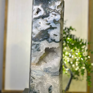 Moss Agate Tower #T004 (Appx 14.5