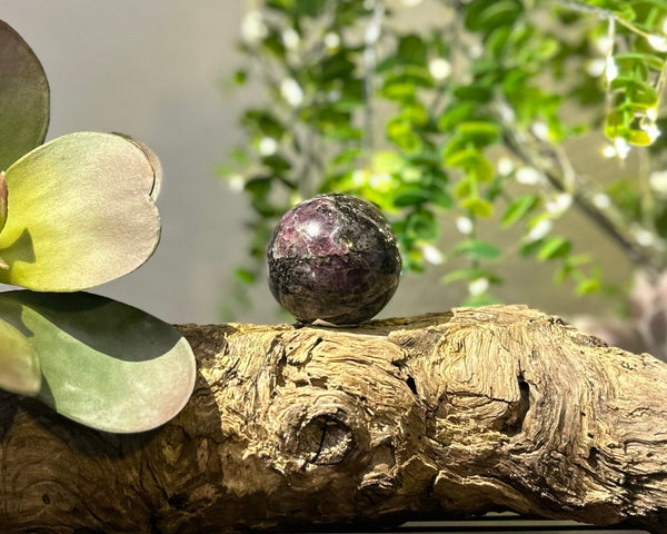 Ruby x Feldspar 47mm Sphere #S015 - Lucid Willow - Crystal