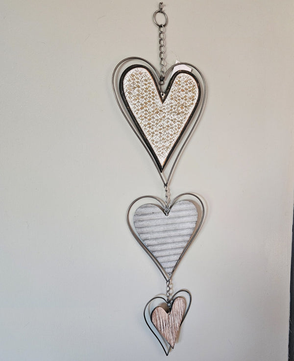 Textured Hearts Hanging Metal Wall Decor - Lucid Willow - Home Decor